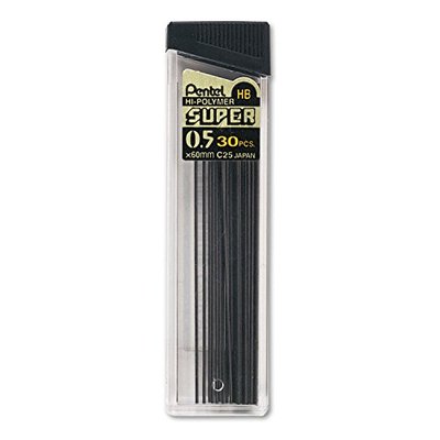 Pentel C25-HB Super Hi-Polymer Lead Refill, 0.5mm Fine, HB, 360 Pieces of Lead, Gray