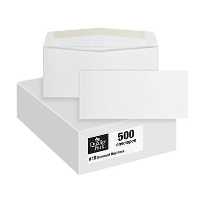 Quality Park #10 Envelopes, Letter Size White Mailing Envelopes, 4-1/8x9-1/2 Inch, No Window Business Envelopes, Gummed Closure, 500/Box (QUA90020)