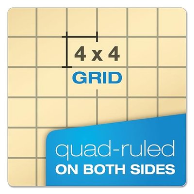 Ampad Computation Book, 4x4 Quad Ruled, 76 Sheets, 11-3/4" x 9-1/4"