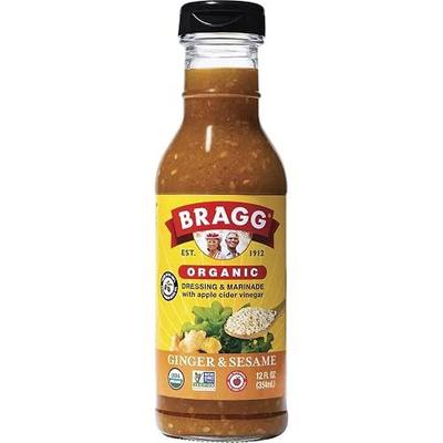 Bragg Organic Salad Dressing and Marinade - 12 fl oz | Ginger and Sesame - Gluten-Free Dressing with Bragg Apple Cider Vinegar