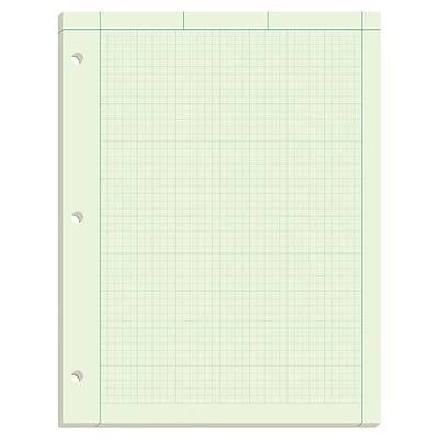 Ampad Engineers Computation Pad, Size 8-1/2 x 11, Greentint Paper, 5x5 Ruling, 3 Hole Punched, 100 Sheets Per Pad (22-142)