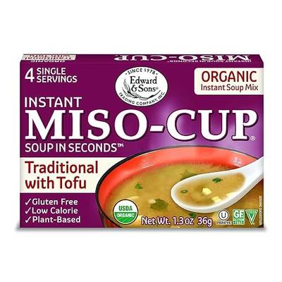 Edward & Sons Traditional Instant Miso-Cup with Tofu - Instant Miso Soup Packets, Miso Soup with Tofu, Instant Soup Packets - 1.3 Oz (Pack of 12) | Instant Miso Soup Packets