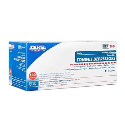 Dukal 9004-BX Tongue Depressor, Sterile, 6" (Box of 100)