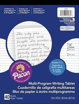 Pacon PAC2482 Multi-Program Ruled Handwriting Paper, 8" x 10.5", 40 Sheets, D'Nealian Grades 2-3 and Zaner-Bloser Grade 2, 0.5" Ruling, 0.25" Dotted Midline, 0.25" Descender Space