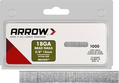 Arrow BN1810CS 18-Gauge Steel Brad Nails for Molding, Cabinets, Framing, Trim, and Finishing, Safe to Use with Electric or Battery Powered Nailers, Steel, 5/8 Inch, 1000 Count (Pack of 1)