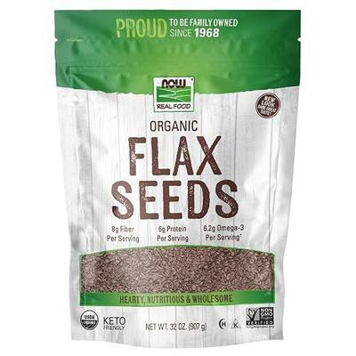 NOW Foods, Organic Flax Seeds, Source of Essential Fatty Acids and Fiber, Certified Non-GMO, Kosher, 2-Pound (Packaging May Vary)