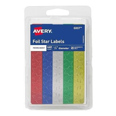 Avery Foil Star Labels, 1/2", Assorted Colors, Non-Printable, 440 Star Stickers Total (6007)