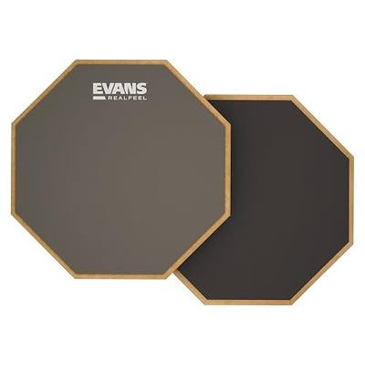 Evans RealFeel - Drum Practice Pad - Drum Pad - Drummer Practice Pad - Gum Rubber & Neoprene, 2 Sided, 6 Inch,Grey | RealFeel practice pads provide realistic stick response, quiet practice, durable construction, and consistent rebound.