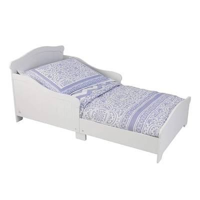 KidKraft Nantucket Wooden Toddler Bed with Wainscoting Detail and High Side Rails - White, Gift for Ages 15 mo+