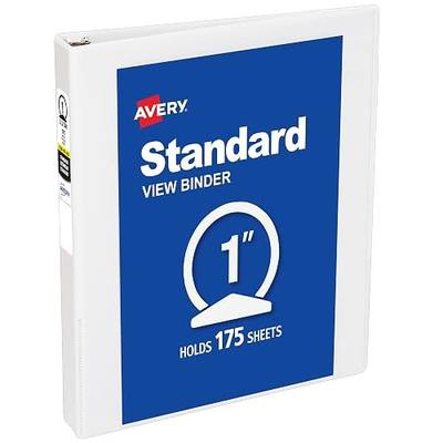 Avery Standard View 3 Ring Binder, 1" Round Rings, 175-Sheet Capacity, 1.4 Inch Wide Spine, 1 White Binder, Ideal for Lightweight Organization and Occasional Referencing (05760)