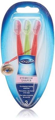 Noxzema Eyebrow Shaper, 3 Count; Small, Compact Razors Expertly Trim Eyebrows and Facial Hair for Precision Shaping and Cosmetic Grooming with Professional Results; Equipped with Protective Skin Guard
