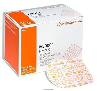 Smith & Nephew IV 3000 1-Hand Transparent Dressing, 100 Count