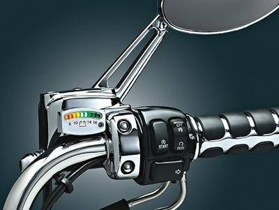 Kuryakyn 4219 Motorcycle Accent Lighting Accessory: LED Battery Gauge Indicator Display, Universal Fit for 12V Applications, Chrome