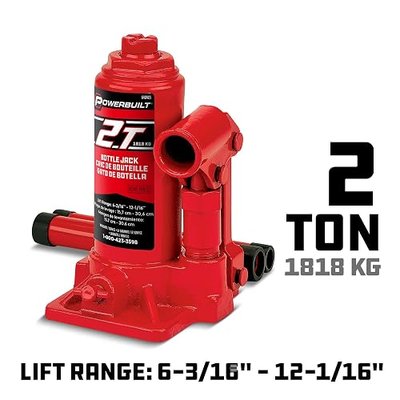 Alltrade Powerbuilt Heavy Duty 2-Ton Bottle Jack, 4000-Pound Capacity Hydraulic Car Lift, Vehicles, Trucks, Red 640405