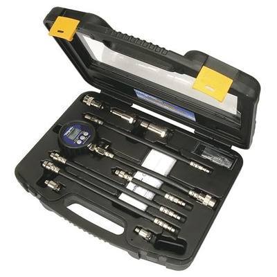 Mityvac MV5532 Digital Gasoline Compression Test Kit, Up to 12 Cylinders, Backlit LC Display, 9V Battery, Oil-Resistant Gauge with Rubber Boot, Displays PSI, Bar and kPa, Custom-Molded Case