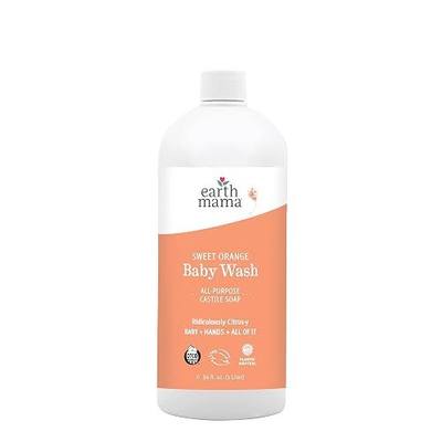 Earth Mama Sweet Orange Baby Wash Liquid Foaming Hand Soap Refill, Organic All Purpose Body Wash for Sensitive Skin, Castile Soap with Coconut Oil, Shea Butter, Calendula, & Aloe, 34 fl oz
