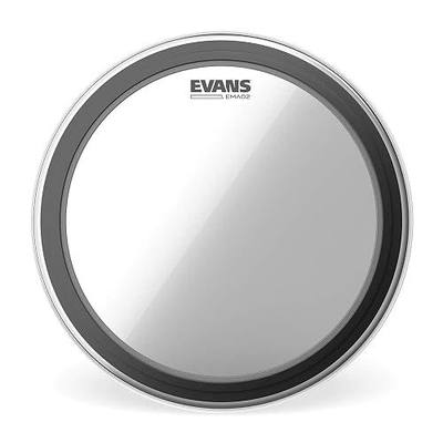Evans EMAD2 Clear Bass Drum Head, 20” – Externally Mounted Adjustable Damping System Allows Player to Adjust Attack and Focus – 2 Foam Damping Rings for Sound Options - Versatile for All Music Genres | EMAD2 bass drumheads deliver deep low-end punch, adjustable damping, easy tuning, focused attack a