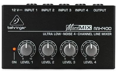 Behringer MICROMIX MX400 Ultra Low-Noise 4-Channel Line Mixer, Black