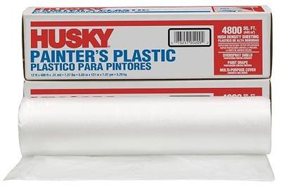 1-Roll of 12' x 400' Poly-America 03512H Husky Clear .31-Mil High Density Painter's Plastic