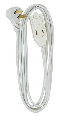Woods SlimLine Extension Cord - 16/3 Indoor Flat Plug with Right Angled Design - 3 Polarized Outlets - PVC Jacket - Space Saving - Neutral White - 16 Gauge - 3 Feet