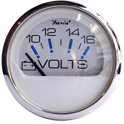 FARIA BEEDE 13805 Chesapeake Stainless Steel Voltmeter (10-16 VDC) - 2, White, Black
