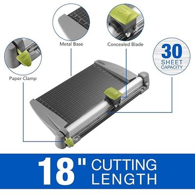 Swingline Paper Trimmer, Rotary Paper Cutter, 18" Cut Length, 30 Sheet Capacity, Commercial, Heavy Duty, SmartCut (9618)