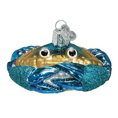 Old World Christmas Blue Crab Glass Blown Ornament for Christmas Tree, Handcrafted Holiday Decoration, Sea Collection