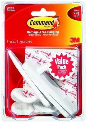 Command Large Utility Hook Value Pack , 3 Hooks, 6 Strips