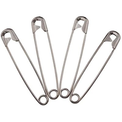 Adult Sized Cloth Diapering Pins - Jumbo 3-Inch Size - 4 Pack - Nickle Plated with Locking Heads