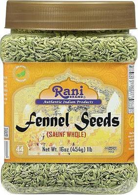 Rani Fennel Seeds (Saunf Sabut) Whole Spice 16oz (1lb) 454g PET Jar ~ All Natural | Gluten Friendly | NON-GMO | Kosher | Vegan | Indian Origin