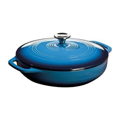 Lodge Essential Enamel Braiser 3.5 Quart - Refrigerator- & Oven-Safe up to 500° F - Heat-Retaining, Induction-Safe & PFAS-Free Enamel Cookware - Caribbean Blue