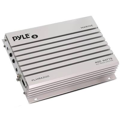 Pyle Hydra Marine Amplifier Upgraded Elite Series 400 Watt 2 Channel Bridgeable Audio Amplifier- Waterproof, Dual MOSFET Power Supply, GAIN Level Controls, RCA Stereo Input & LED Indicator - PLMRA200