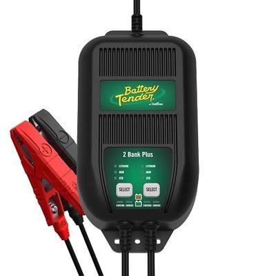 Battery Tender Plus 2 Bank Multibank Charger - 2.5 AMP (1.25 AMPs Per Bank) - Smart 12V Multi Battery Charger and Maintainer for Standard, AGM, and Lithium LiFePO4-022-0165-DL-WH