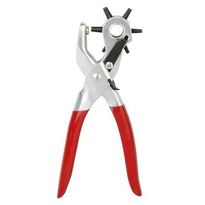SE Heavy Duty Revolving Leather Punch with Comfort Grip, Orange - 6 Sizes for Belts, Watch Bands, Clothing, and More - 7924LP