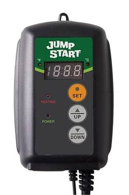 JumpStart by Hydrofarm Digital Thermostat Controller for Heat Mats, MTPRTC, Water Resistant Probe, Celcius or Farenheit Read-Out, 6' Cord
