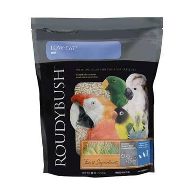 RoudyBush Low Fat Food for Adult Birds & Chicks, Daily Food for Birds, Pellets Made with Corn, Wheat & Soy, Low Fat Pellets for Small and Medium Parrots & Companion Birds, Mini Pellet, 44 OZ