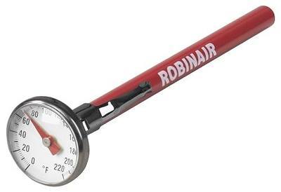 Robinair 10597 Dial Thermometer with Easy to Read 0° to +220°F, 1" Face - Included Pocket-Clip Carrying Case Provides Protection and Easy Access
