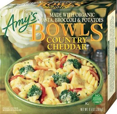 Amy's Frozen Meals, Country Cheddar Bowl, Made With Organic Pasta, Broccoli and Potatoes, Microwave Meals, 9.5 Oz