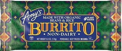 Amy's Vegan Burrito with Beans & Rice,Dairy Free, Frozen Meals, 6.0 oz