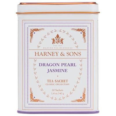 Harney & Sons Dragon Pearl Jasmine Tea, 20 Count(Pack of 1) | Green tea scented with jasmine flowers for a delicate floral aroma. Contains caffeine.