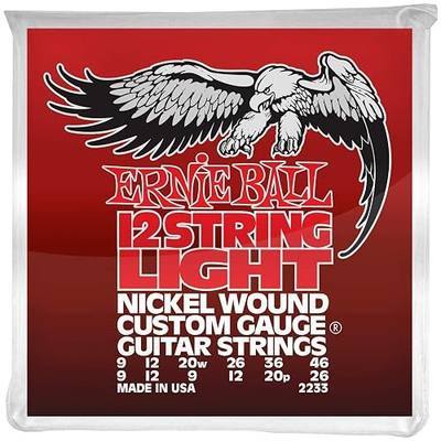 Ernie Ball 12-String Light Nickel Wound Electric Guitar Strings, 9-46 Gauge (P02233)