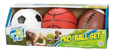 Toysmith Get Outside Go Toddler Sports Ball Set, Multicolor, 3 Pack | Soccer Ball, Football and Basketball, Small Hands, Indoor Outdoor Play, Backyard Games, Active Toy, Sports Gift Set, Ages 3+