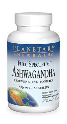 Planetary Herbals Ashwagandha, Full Spectrum 570 mg Rejuvenating Tonifier - 60 Tablets