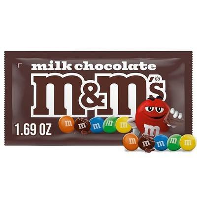 M&M'S Milk Chocolate Candy Pack, Candy Bowl Chocolate Snacks, 1.69 oz | Milk chocolate candy for chocolate snacks, candy bowl use, ice cream toppings, dessert topping, pantry snack, movie night