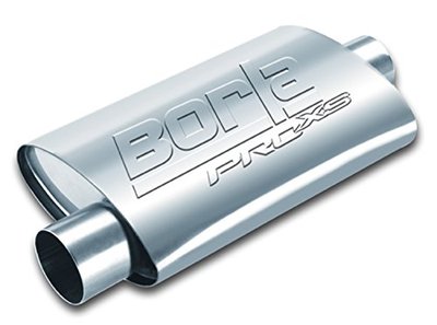 BORLA 40359 ProXS Universal Performance Muffler 3" Offset Inlet / 3" Center Outlet 14" Long body 19" Overall Length Un-Notched Necks Reversible Design T-304 Stainless Steel