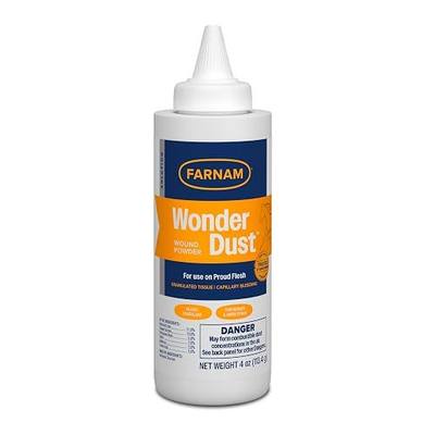 Farnam Wonder Dust Wound Powder, Blood Coagulant for Horses and Show Stock, For Use on Proud Flesh, Granulated Tissue, Stop Bleeding, 4 Ounces
