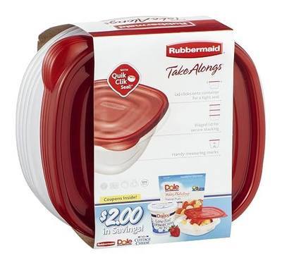 Rubbermaid Take Alongs 8-Piece Deep Square Container Set, Red, 4 piece