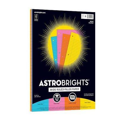 Astrobrights® Filler Paper, 8" x 10 1/2", Wide Ruled, 20 Lb, FSC® Certified, Assorted Colors, Pack Of 100 Sheets