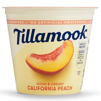Tillamook Low Fat Yogurt, California Peach, 6 oz