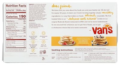 Vans International Foods Wheat Free Blueberry Waffles, 9 OZ